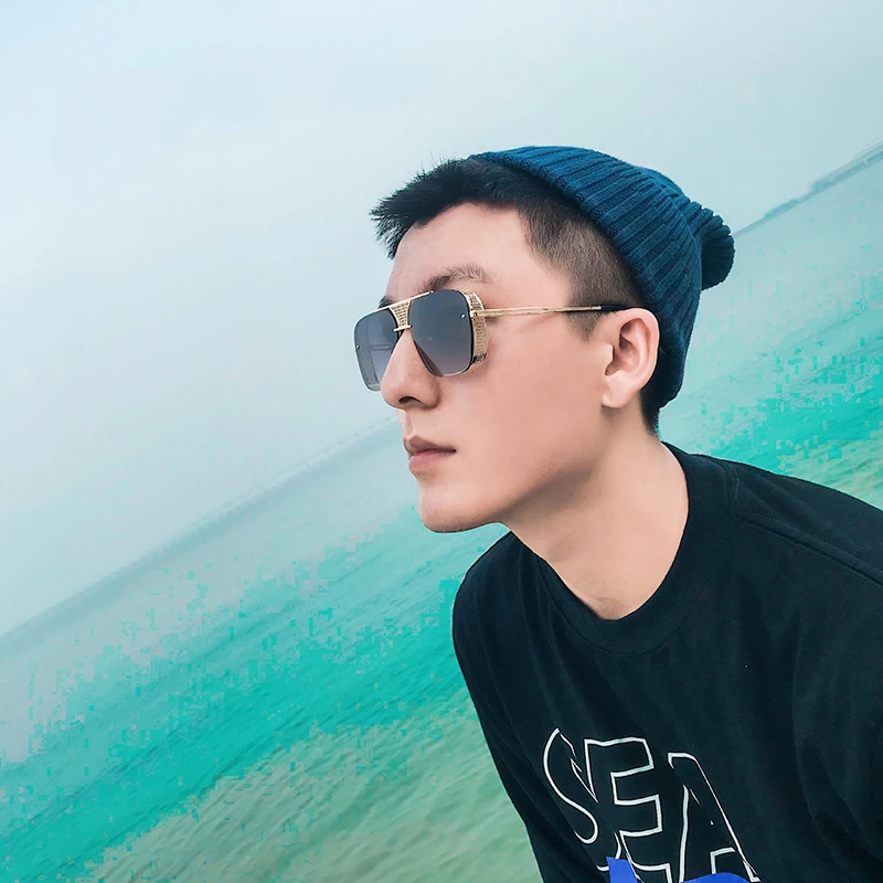 2021 New Style Square Sunglae til mænd Fahion Steampunk Glae Hollow Out Oculo De Sol Maculino Vintage Punk_voghion.com