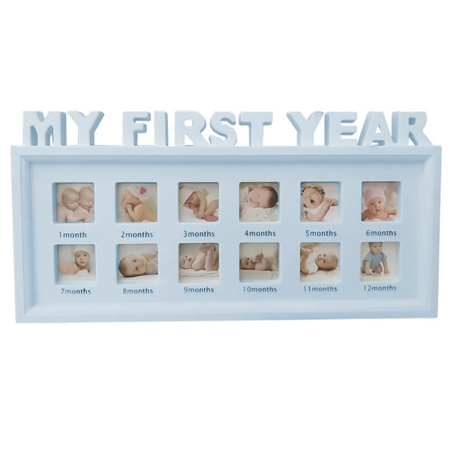 Blue Креативный DIY 0-12 месяцев мой первый год фотографии дисплей пластиковая фоторамка Младенцы Дети растущая память сувениры подарки подарок - Цвет: Blue