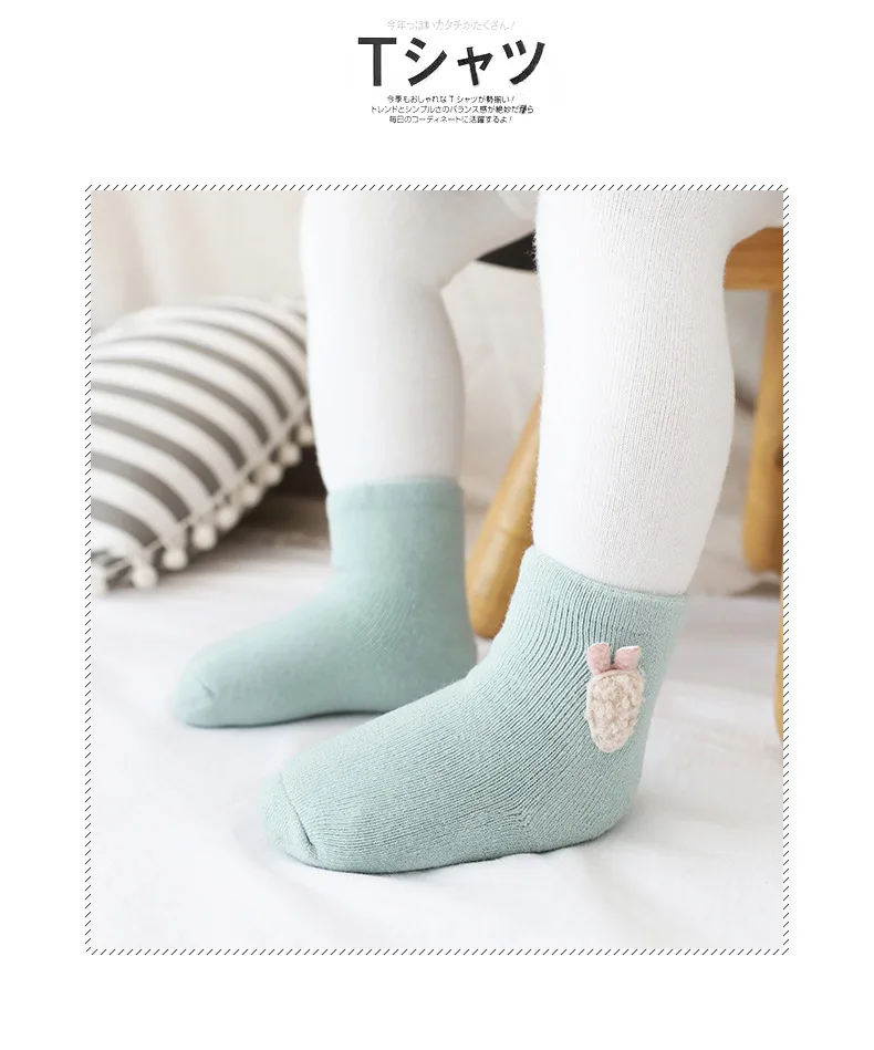 Носки для малышей хлопковые носки для мальчиков и девочек новые толстые противоскользящие носки с рисунками из мультфильмов махровые носки без пятки для новорожденных осенне-зимние носки
