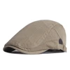 SHOWERSMILE Cotton Mens Beret Hat British Style Newsboy Solid Beige Black Navy Khaki Spring Summer Flat Cap Adjustable 55-60cm 4