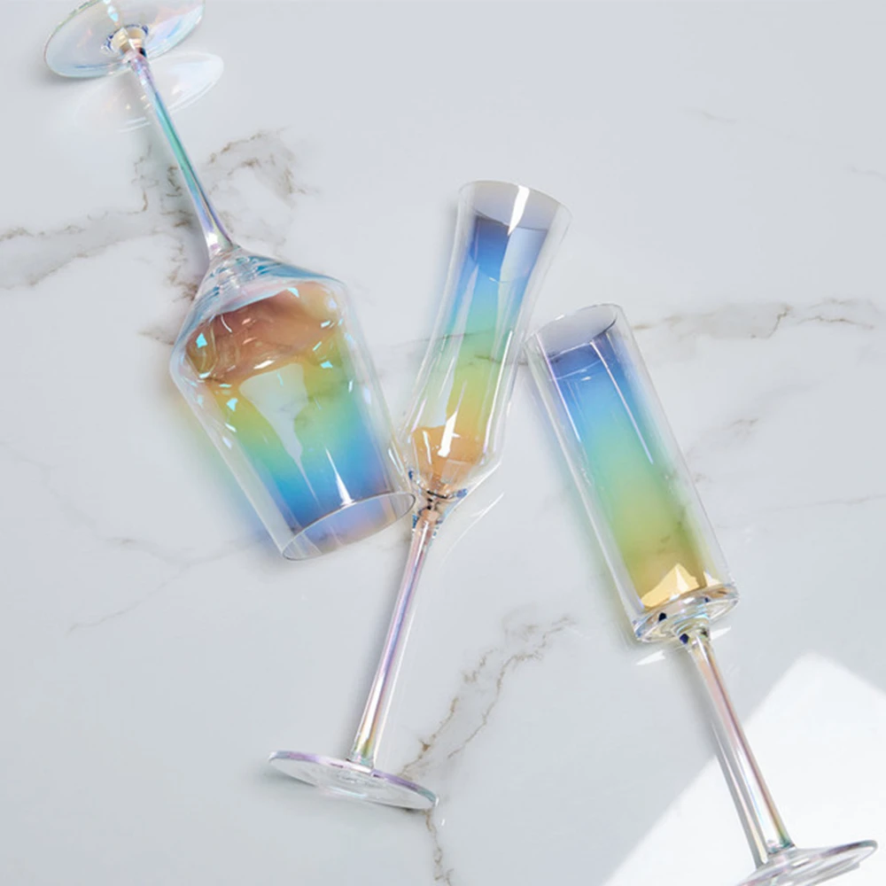 1pc Rainbow Champagne Glass Lead-Free Wine Crystal Wedding Party Sparkling Drink Gift | Дом и сад
