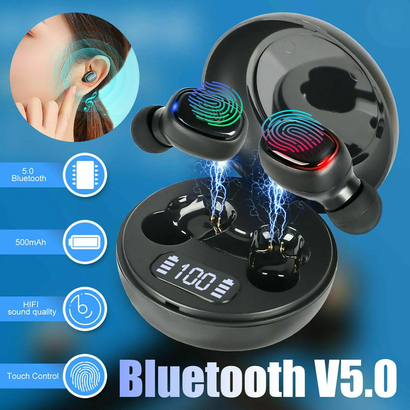 Bluetooth 5.0 Earbuds Wireless Earphones TWS Headphones Headset Noise Cancelling | Игрушки и хобби