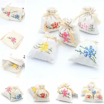 通販 1 ピース/手作りリボン刺繍袋サシェバッグクリスマスリネンジュート巾着ギフトバッグ袋結婚式誕生日パーティーギフト