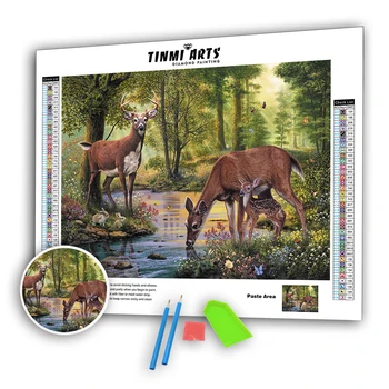 

Full Drill Diamond Painting 5D Deer Forest Round Diamond Art Embroidery Rhinestones Animal Home Decoration Gift