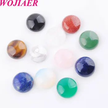 

WOJIAER 30PC Natural Stone Tiger Eye Cabochon Beads Round CAB 14x5mm Semi-precious Stones Fit Handmade Jewelry Women Men PBU815