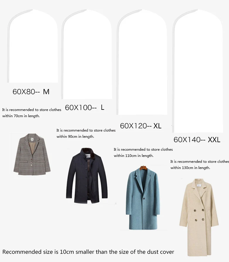 4 размера, Полупрозрачные Матовые пылезащитные чехлы для одежды с боковой застежкой-молнией, сумка для одежды, пылезащитный чехол для костюма, чехол для домашнего пальто, Storag