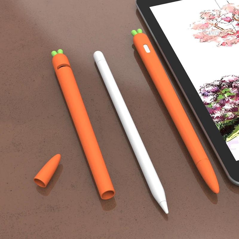 Soft carrot Silicone For Apple Pencil 1 2 Case Compatible For iPad Tablet Touch Pen Stylus Protective Sleeve Cover coque