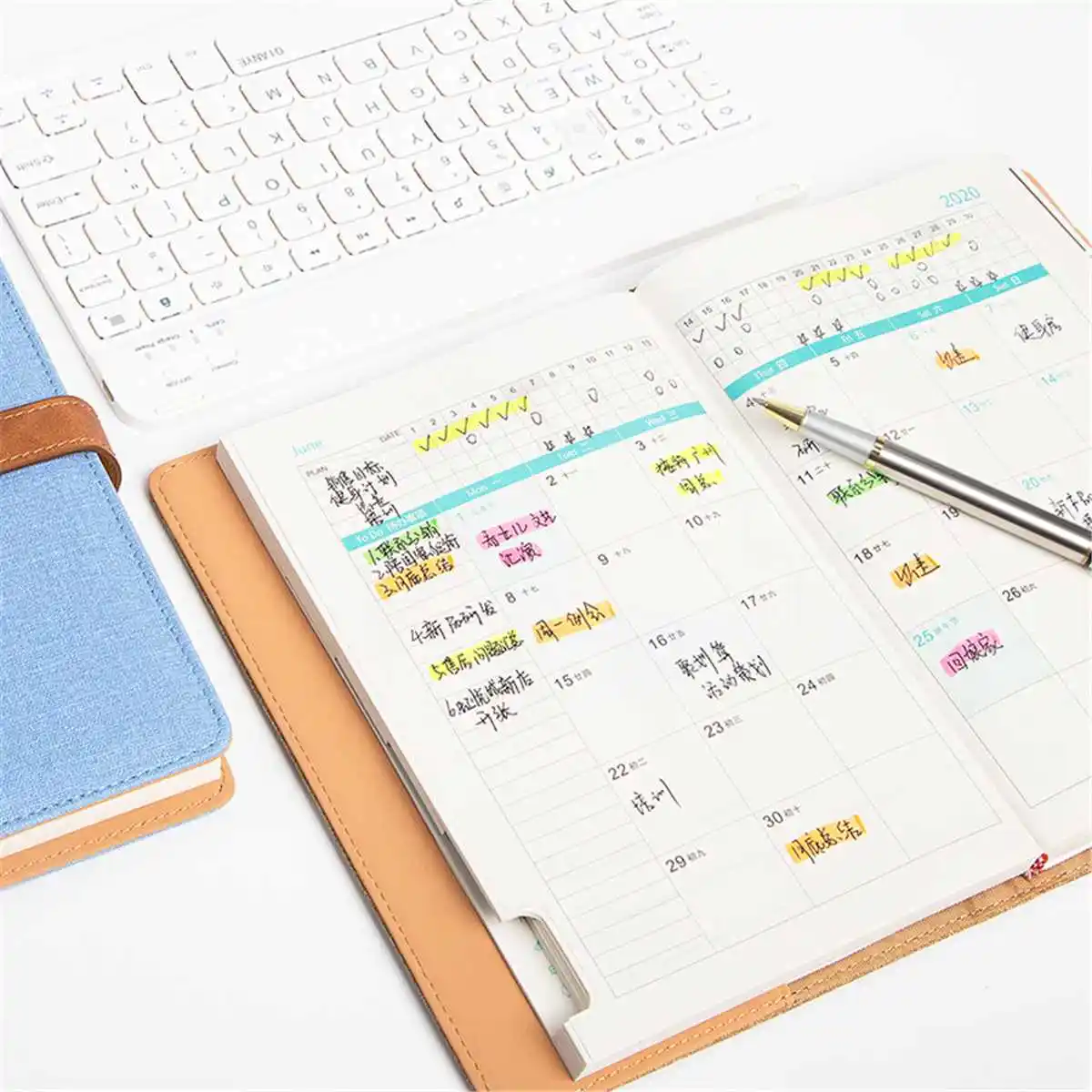 A5 Soft Cover Spiral Ring Planner Notebook Agenda Hardcover Notebook Weekly Schedule Leather Agenda Diary Notebook