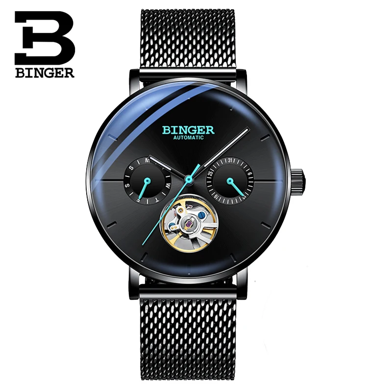 Tourbillon автоматические часы для мужчин s Бингер лучший бренд класса люкс
