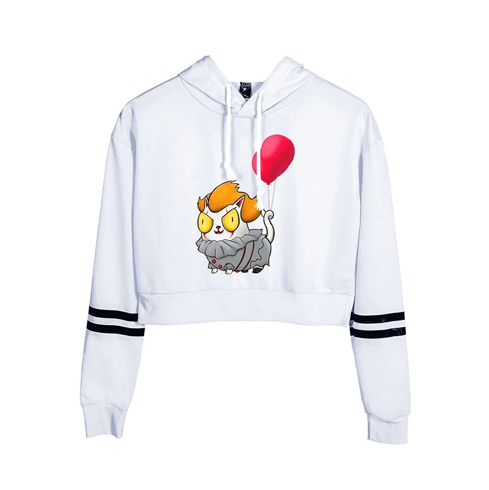 It Chapter 2 Navel hoody women aikooki новые модные популярные толстовки с принтом It Chapter 2 худи с высокой талией Черный Повседневный Топ