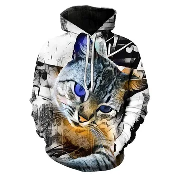 

Fall 2020 new 3d-printed cat casual long-sleeved hoodie spring fashion street snap sports hoodie