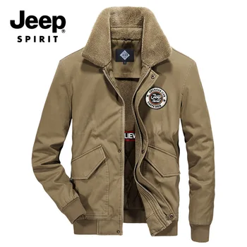 

JEEP SPIRIT Brand Winter Jacket Men Thick Warm Parkas Coat Men's Winter Jacket Overcoat Cotton Parkas Military Jacket Coat XXXL
