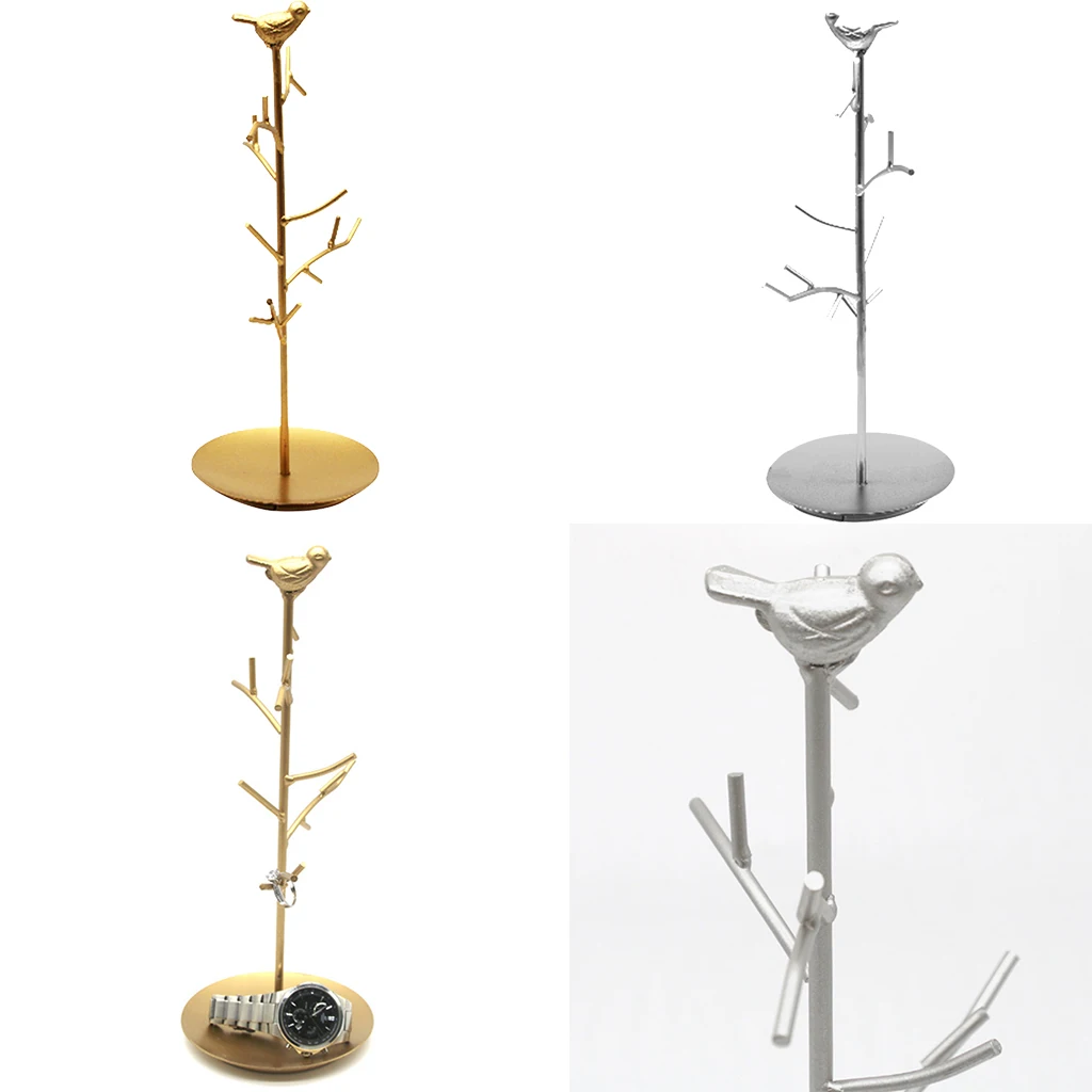 Vintage Jewelry Bird Tree Hanging Stand Ring Necklace Storage Earrings Rack