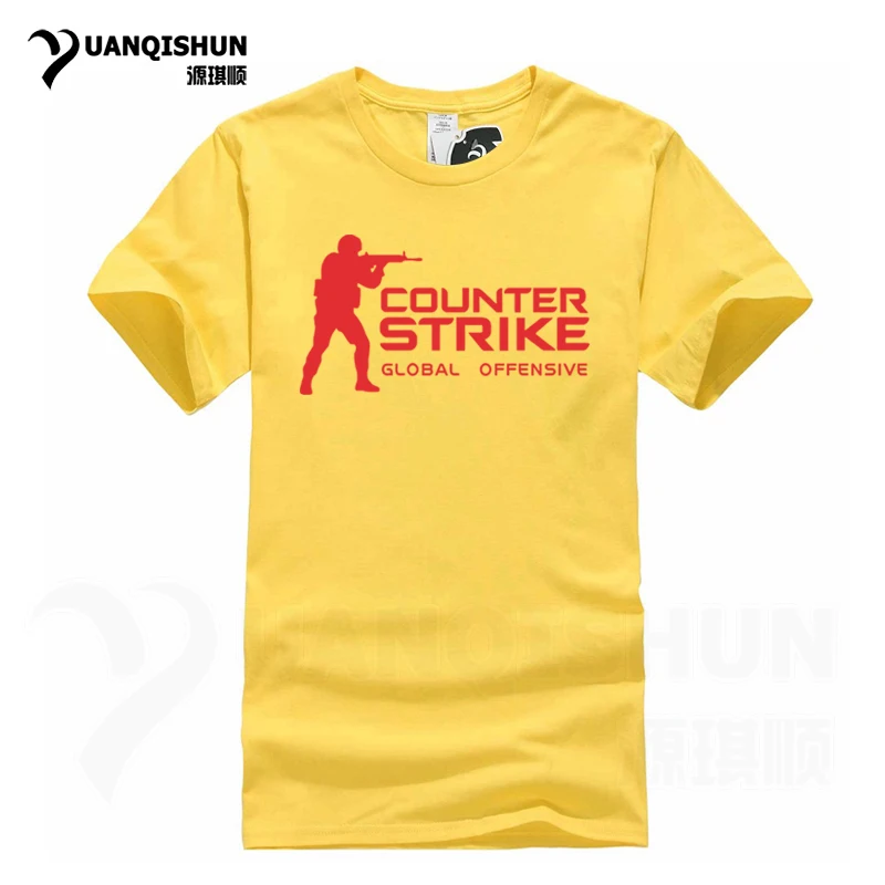 Yellow 1 YUANQISHUN, брендовая футболка CS GO, футболка, Counter Strike Global offency, CSGO, Мужская футболка, повседневные игры, команда, забавная футболка, летние топы - Цвет: Yellow 1