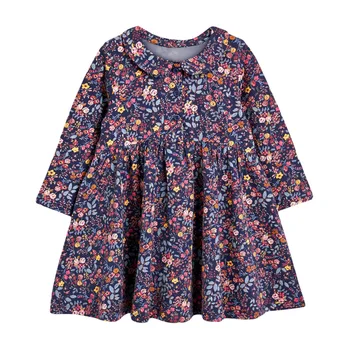 

1-7 Years Floral Cotton Dress for Kids Baby Girl Long-sleeved Doll Collar Clothes for Toddler Girl for Autumn and Spring 2020