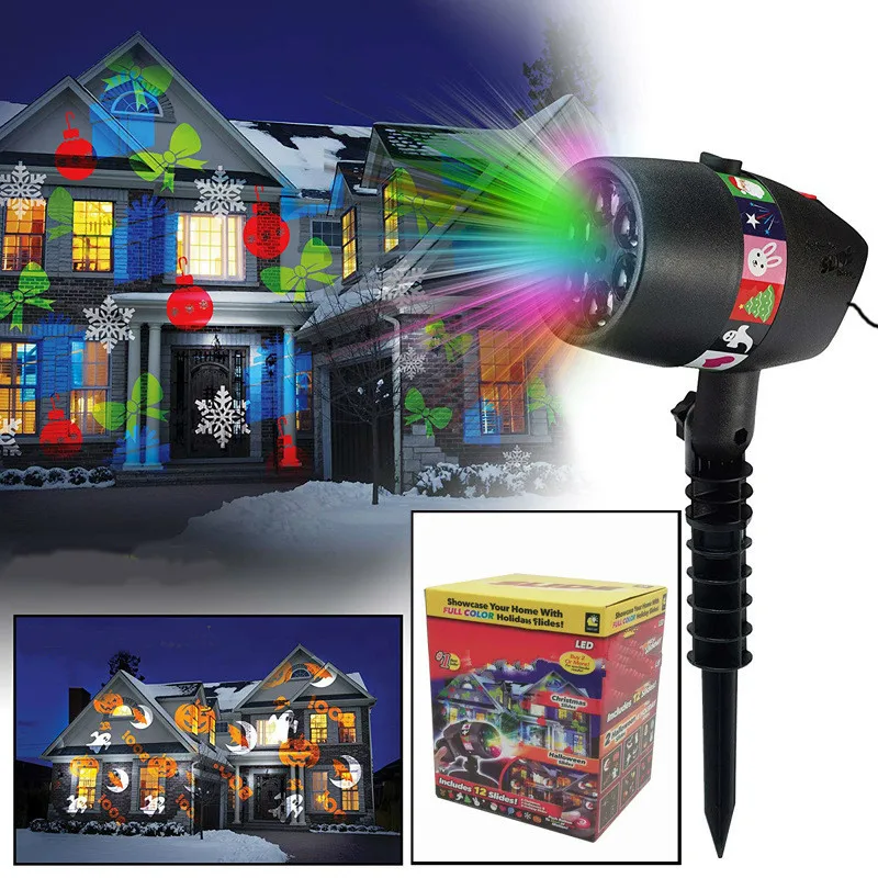 Шоу душ включает в себя 12 полноцветных слайдов для лазерного звездного ночного проектора на Рождество Хэллоуин сезонные рождественские подарки