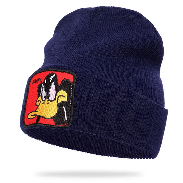 Navy Duck Новинка, шапки с изображением волка, животных, шапочки, теплые вязаные зимние шапочки для женщин и мужчин, Gorra goku, хип-хоп шапка, Прямая поставка - Цвет: Navy Duck