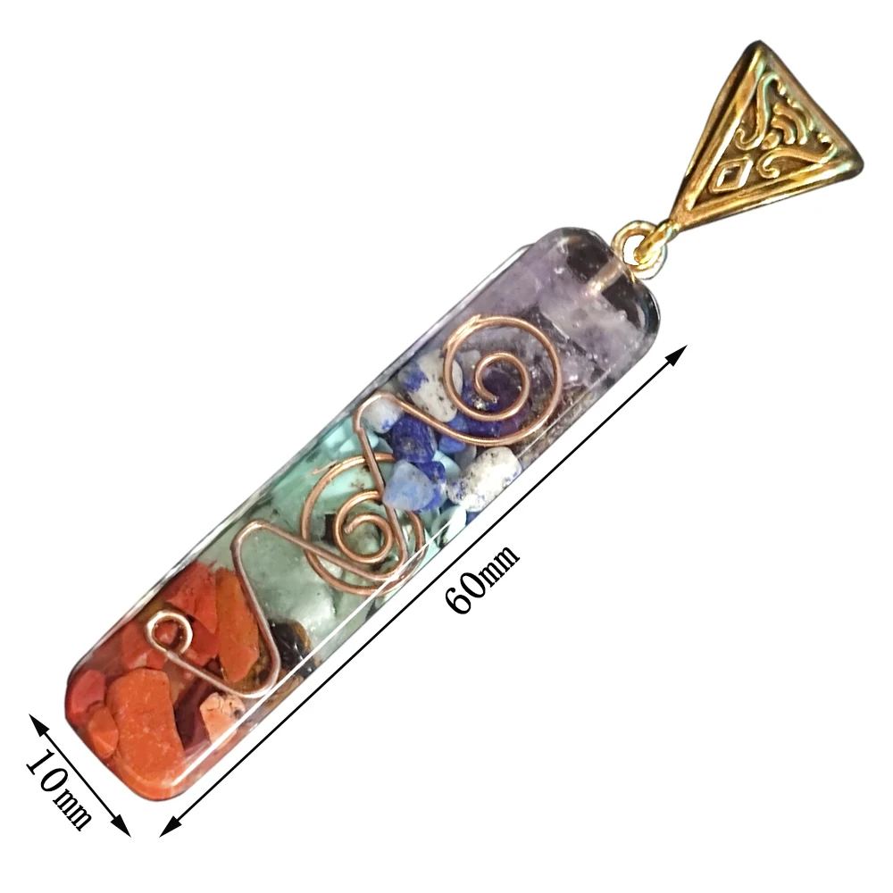 60*10mm Retro Reiki Healing Chips Stone Natural Crystal Gravel Meditation 7 Chakra Pendant Pendulum Necklace Jewelry Making