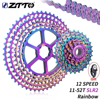 

ZTTO new 12 Speed Rainbow Cassette 11-52T SLR2 12s MTB 12Speed UltraLight K7 12V 413g Freewheel Mountain Bike for HG Hub