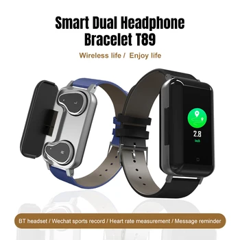 

Smart Band Bluetooth Watch Fitness Bracelet Heart Rate Monitor Smart Wristband with TWS Binaural Earphone Earbuds