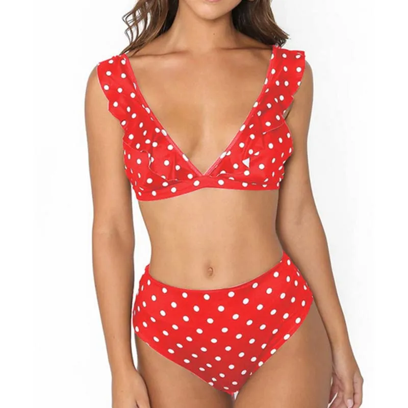 Sexy High Waist Bikini 2019 Women Swimwear Push Up Swimsuit Ruffle Bathing Suit Polka Dot Biquinis Summer Beach Wear Female S-XL