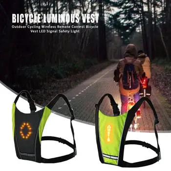 

Safety cycling vest Wireless remote control LED luminous luminous light bag warning Riding bag vest Illuminated O1Y4