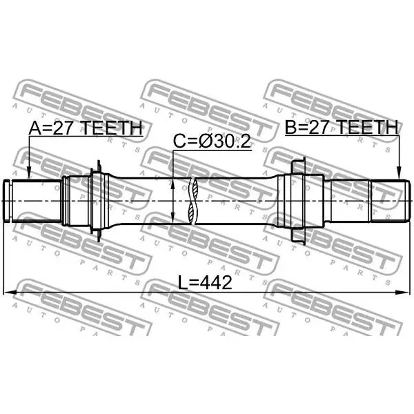 Полуось правая 27X441.6X27 HONDA ACCORD CL9 2003-2008 [EU] FEBEST 0312-CL7ATRH
