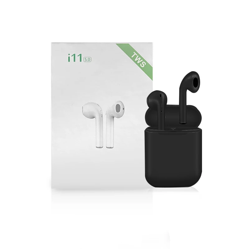 Черный I11 Tws беспроводные наушники Bluetooth 5,0, мини наушники с микрофоном, зарядная коробка, Спортивная гарнитура для смартфона, Pk I7s Tws - Цвет: Черный