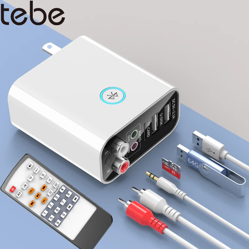tebe 2 In 1 Bluetooth 5.0 Receiver Transmitter 3.5mm RCA Wireless Audio Adapter U Disk/TF Play Support APP Control USB Charger |