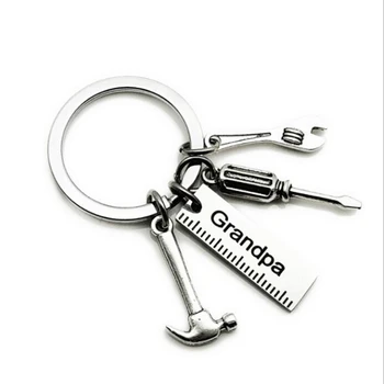 

15Pcs Fashion New DIY Stainless Steel Keychain Hammer Screwdriver Wrench Dad Tool key chain Father Day Gift S-8