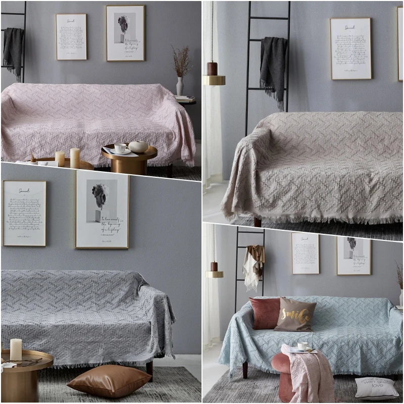 Простой стиль диван полотенце Вязание пледы одеяло сплошной цвет Анти-пыль