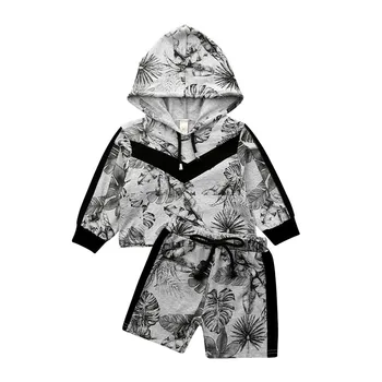 

Cute Boy Girl Summer Autumn Outfits Leaves Hooded Pullover tops+Shorts Pants 2pcs Tracksuit Stylish Casual Active Kids Clothing