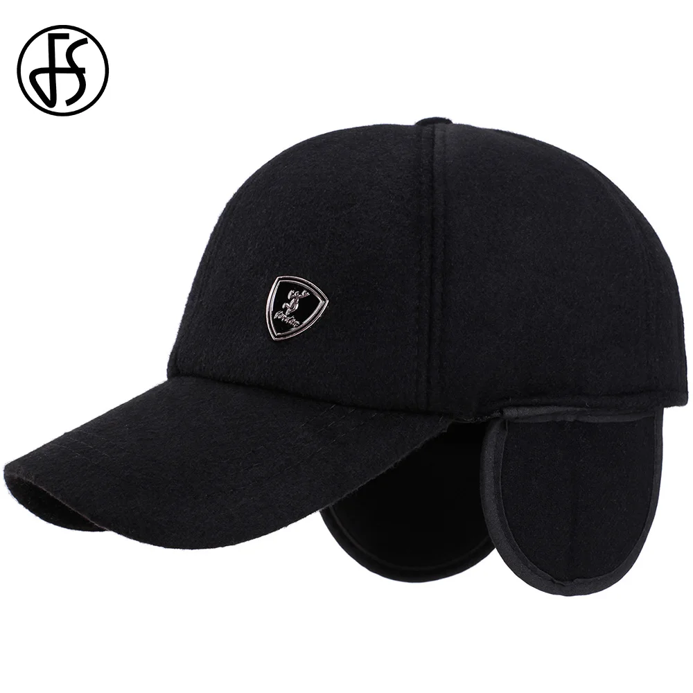 FS Зимние Теплые ушанки Бейсбол кепки для мужчин женщин черный, серый цвет Хлопок Уличная Защита уха Snapback папа шапки Gorras Hombre