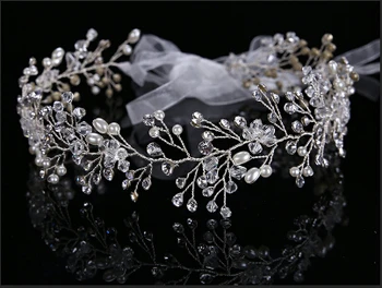 

Baroque color Rose Gold Pearl Hairbands Headbands Crown Crystal Bridal Wedding Hair Piece Accessories Head Chain Jewelry Tiaras