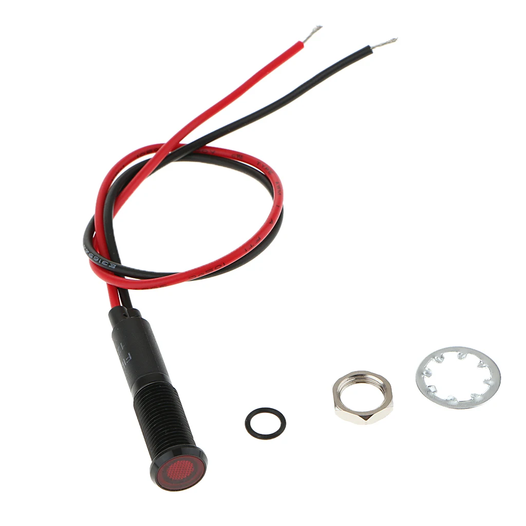 Car Motorcycle Truck DC12V 8mm Dash Panel Indicator Light with Wrie Red