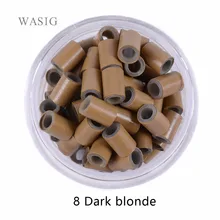 8# темно-русые 500 шт 4,5 мм выстроченные Силиконовые медные трубки микрозвенья петлевые кольца волосы бусины для наращивания человеческих волос косички инструменты