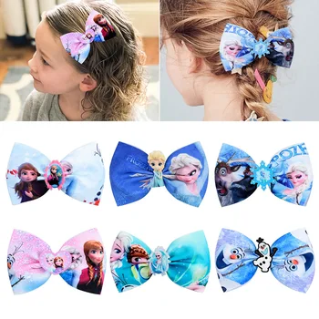 

4.7 inch Flower Hair Clip for Girls Bow Headband Elsa Ribbon With Alligator Kids Hair Accessories Girls Hair Bands for Girls