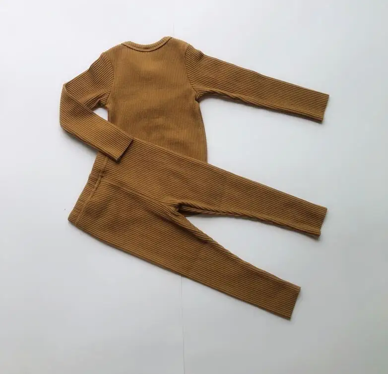 Baby Boys Girls Clothes For Children Ribbed Set Fitted With Full Sleeve Kids Autumn Winter Cloth Pajama Sets Pants Toddler 2 Pcs (14)