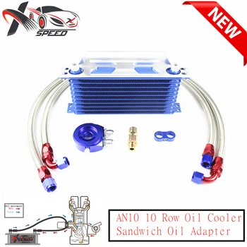 

Universal 10 row oil cooler Sandwich Oil filter Adapter kit AN10 engine radiator XXTOL10-11BK/SL