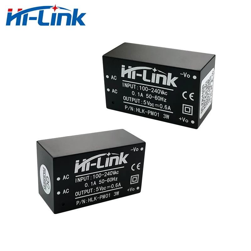 하이 링크 핫 세일 50 개 로트 HLK-PM01 AC DC 220V  5V 600mA 미니 절연 스텝 다운 전원 공급 장치 모듈 컨버터