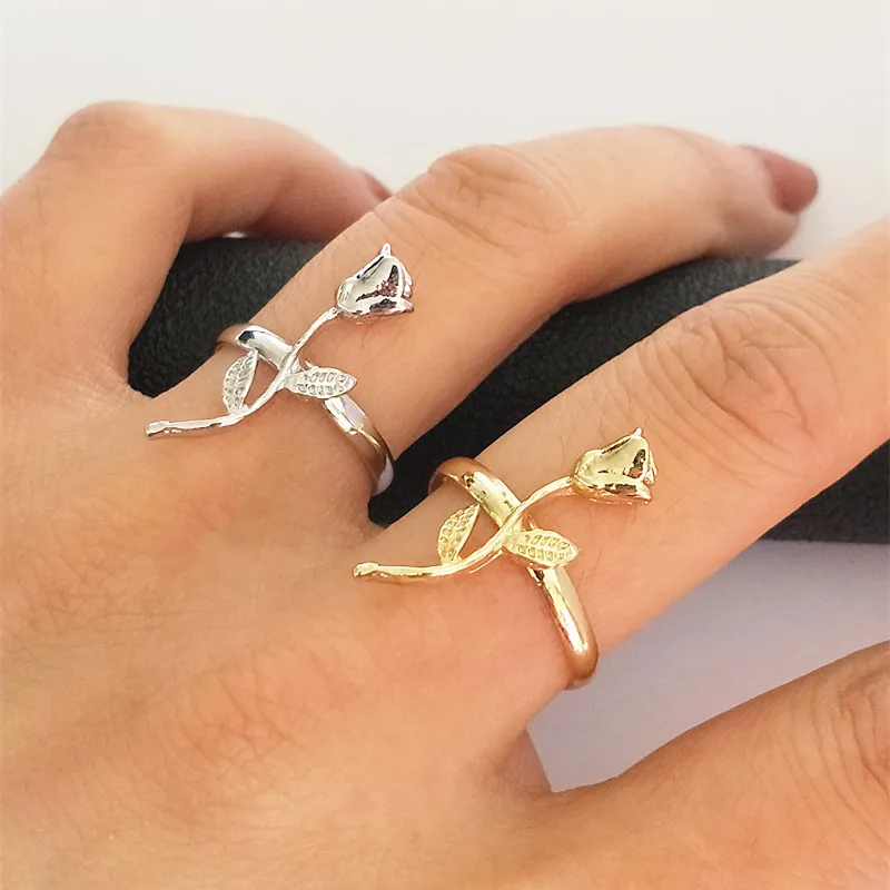 Регулируемое розовое кольцо подарок на день Святого Валентина модный цветок Bague