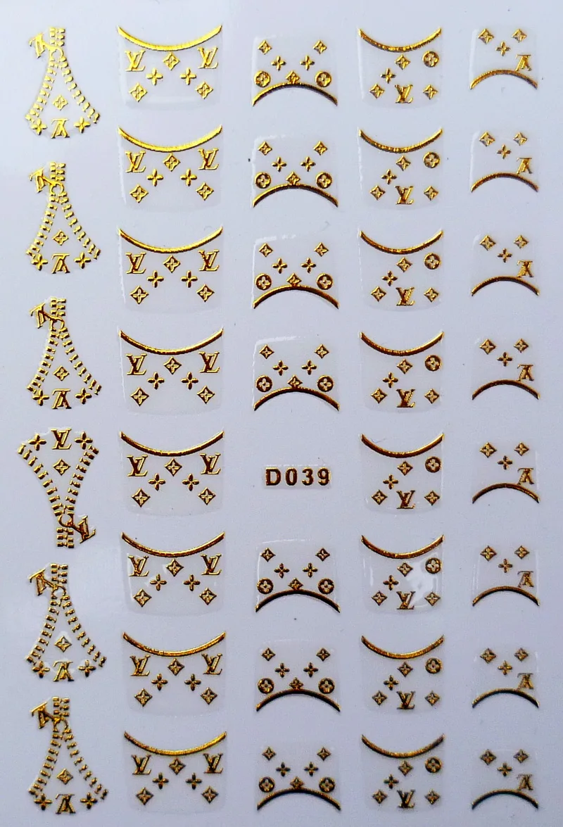 5 шт. золотисто-черные наклейки для ногтей Набор для дизайна ногтей фирменный логотип стикеры 3D на ногти Nail Art для ногтей инструменты для маникюра