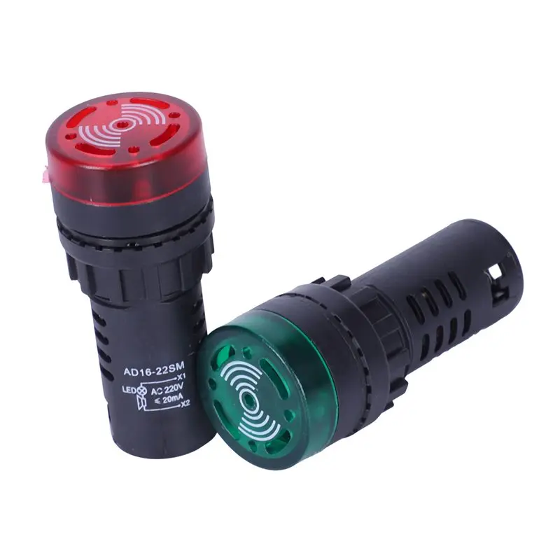 2 Pcs Red Green LED Buzzer Beep Indicator Light 22mm AC 220V AD16-22SM | Безопасность и защита