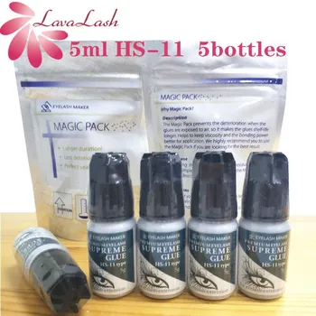 

5 bottles 5ml Elite Plus HS-11 Glue For Eyelash Extensions Premium Volume Adhesive Glue dry time 1-2S Retention 7-8 weeks glue