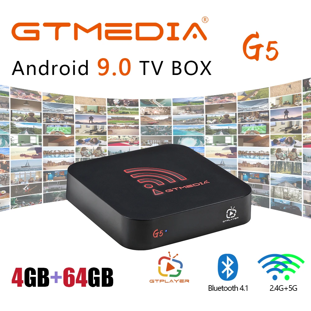 

G5 Android 9.0 Smart tv box 2.4/5G Wifi Quad Core 4K 1080P Full HD Netflix Media Player Amlogic S905X2 4GB +64GB ROM Set-Top Box