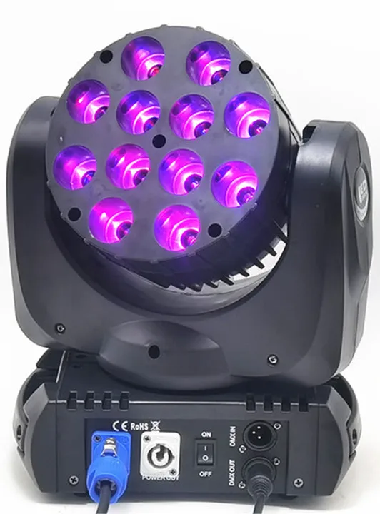 LED Beam сценический светильник с подвижной головкой 12x12W RGBW 4 в 1 головной свет Quad