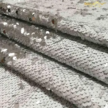 

ShinyBeauty 5Yard White to Silver Mermaid Reversible Sequin Fabric, White Sequin Fabrics Sale by the Yard, Choose Your Color-A
