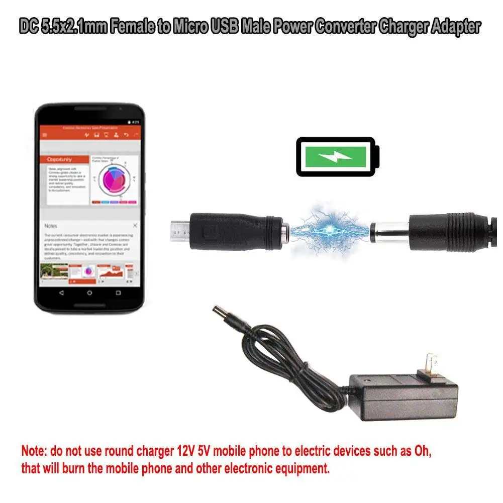 

DC 5.5*2.1mm Female to Micro USB Male Power Converter Jack Micro USB to DC 5.5*2.1mm M/F Charger Adapter Connector iPad