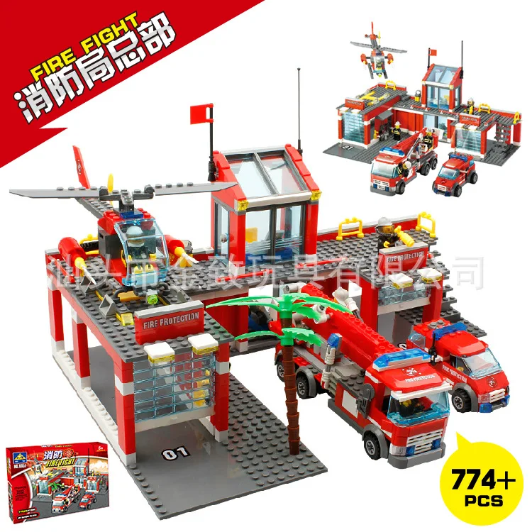 

Jinzhi KAZI Assembled Toys 8051 Firefighting Administration Police Series Building Blocks Toy with 8052,8053, 8054