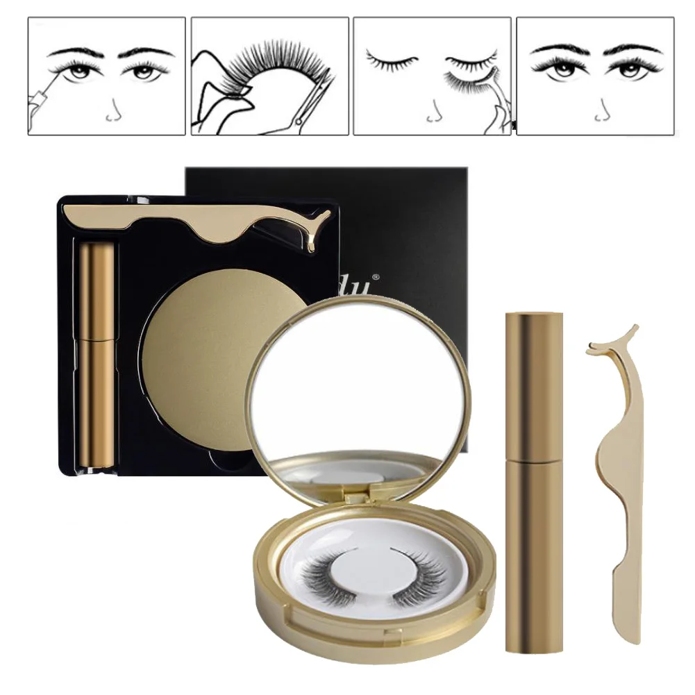 

magnetic eyeliner & magnetic eyelashes kit long lasting waterproof eyeliner with false eyelashes and applicator make up tool kit